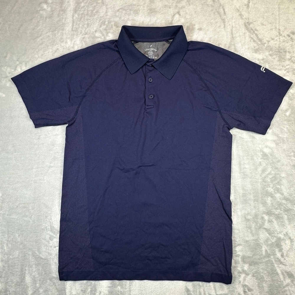 Fabletics Polo Shirt Mens M Blue Short Sleeve Performance Raglan Mesh Active